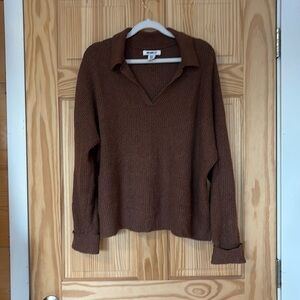 Brown William Rast Drop Shoulder Knit Sweater